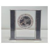 Chrome & Glass World Desk Clock w/Airplane Hand