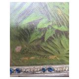 Nicely Framed Antique Victorian Litho Print w/Young Girl & Dog