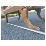 Excellent Vintage Scrolled Arm Leopard Upholstered Settee / Bench