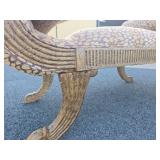 Excellent Vintage Scrolled Arm Leopard Upholstered Settee / Bench