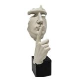 Very Nice Abstract Floating Face Sculpture w/Hushing Hand