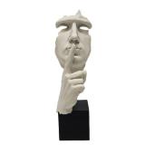 Very Nice Abstract Floating Face Sculpture w/Hushing Hand