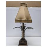 Quality LARGE Brass Palm Tree Table Lamp w/Star Shaped Shade