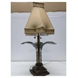 Quality LARGE Brass Palm Tree Table Lamp w/Star Shaped Shade