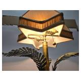 Quality LARGE Brass Palm Tree Table Lamp w/Star Shaped Shade