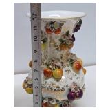 Lovely Pair of Antique Fruit Encrusted Porcelain Vases
