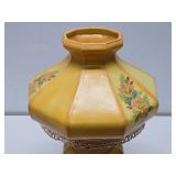 Very nice Vintage Yellow/Orange & Floral Glass Hurricane Lamp