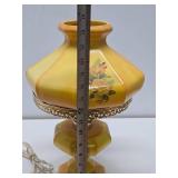 Very nice Vintage Yellow/Orange & Floral Glass Hurricane Lamp