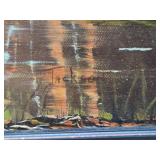 Impressively Painted Vintage Oil on Canvas Forest Stream Painting w/Great Lighting