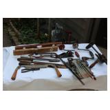 Vintage Hand Tools Lot – Includes Hand Drills, Levels, Files, and Copper-Tipped Soldering Iron