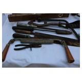 Vintage Hand Tools Lot – Includes Hand Drills, Levels, Files, and Copper-Tipped Soldering Iron