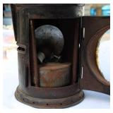 Vintage Antique Railway Lantern – 12" High, Sliding Red & Green Lenses