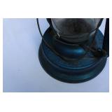 Pair of Vintage Dietz Kerosene Lanterns – Blue & Silver