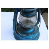 Pair of Vintage Dietz Kerosene Lanterns – Blue & Silver