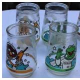 Lot of 17 Vintage Jelly Glasses – Muppets, Disney, Peanuts & Looney Tunes (Mid-1990s)