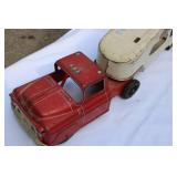 Vintage “Auto Transport” Toy Truck & Trailer – Mid-20th Century Metal Carrier