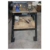 Heavy Duty Table Vice with anvil. 36" x 25 table and Box of C Clamps