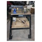 Heavy Duty Table Vice with anvil. 36" x 25 table and Box of C Clamps