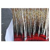 47" W x 32" H Stretched Canvas Painting – Birch Trees in Fall