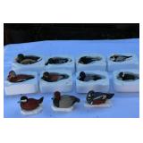 Jeff Brunet Miniature Duck Decoy Collection – Set of 11 Handcrafted Pieces