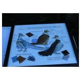 Collection of Framed Outdoor Hunting Prints Bird Statue and Signboard