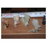 Stone Carved Animal Figurine Collection – 9 Pieces Including Frog, Owl, Unicorn & More