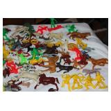 Large Collection of Vintage Plastic Cowboy & Indian Figures – Includes Horses, Teepee, Wagon, Fences & More