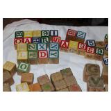 Collection of Wooden Alphabet Blocks – Mixed Vintage & Modern, 1.5" and 1.75" Sizes