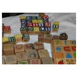 Collection of Wooden Alphabet Blocks – Mixed Vintage & Modern, 1.5" and 1.75" Sizes