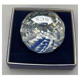 Swarovski Crystal Round Ball  Paperweight With SCS And Swan 1 1/2"  And Swarvoski Collectors Pen (Both NIP)