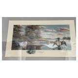 Unframed  Pencil Signed Frank Mittlstadt Limited Edition Print 40/155 "Crooked Lake Loons" 14 3/4" x 25 3/4" Overall Page Size
