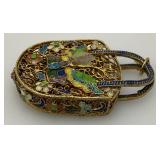 Vintage Cloisonne Butterfly Adorned Charm 5/8" x 1 3/4"