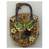 Vintage Cloisonne Butterfly Adorned Charm 5/8" x 1 3/4"