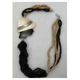 Vintage Large Art Deco Necklace With Female Silhoette (Cast Needs Repair)