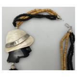 Vintage Large Art Deco Necklace With Female Silhoette (Cast Needs Repair)