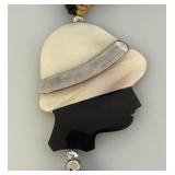 Vintage Large Art Deco Necklace With Female Silhoette (Cast Needs Repair)
