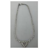 Exquisite Rhinestone Heart Necklace 15"