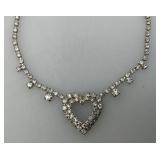 Exquisite Rhinestone Heart Necklace 15"