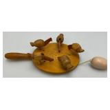 Vintage Wooden Chicken Pecking Toy 9"