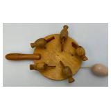Vintage Wooden Chicken Pecking Toy 9"