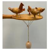 Vintage Wooden Chicken Pecking Toy 9"