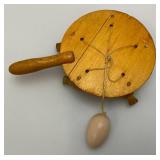 Vintage Wooden Chicken Pecking Toy 9"