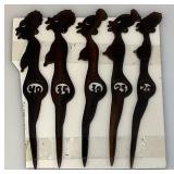 Vintage Celluloid Zulu Lulu Aging Lady Prank Stir Sticks