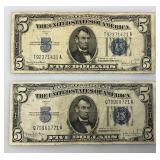 1934 D (5 Dollar) Blue Seal Silver Certificates