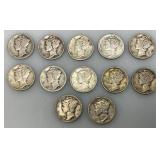 Group Of misc. 90% Silver Mercury Dimes