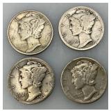 Group Of misc. 90% Silver Mercury Dimes