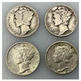 Group Of misc. 90% Silver Mercury Dimes