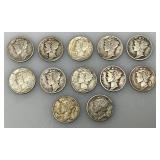 Group Of misc. 90% Silver Mercury Dimes