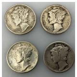 Group Of misc. 90% Silver Mercury Dimes