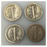Group Of misc. 90% Silver Mercury Dimes